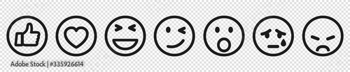 Set of Emoticons. Emoji social network reactions icon. Cartoon emoticons - stock vector