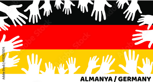putting hands on germany flag, taking oath
