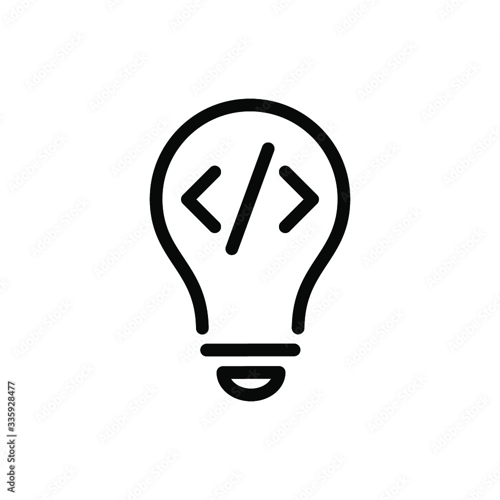 Light Bulb line icon vector, isolated on white background. Idea sign, solution, thinking concept. Lighting Electric lamp. Electricity, shine.