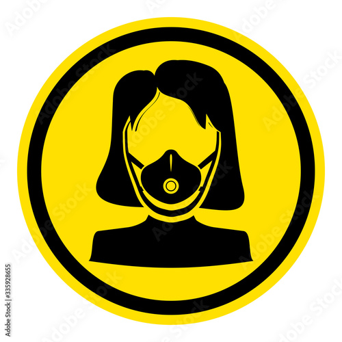 Warnschild Atemschutzmaske Frau
