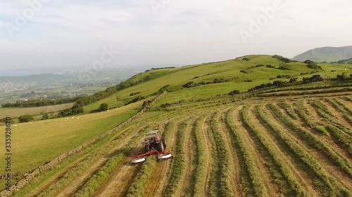 Massey Ferguson 390T rowing grass for silage  photo