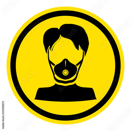 Warnschild Atemschutzmaske Mann