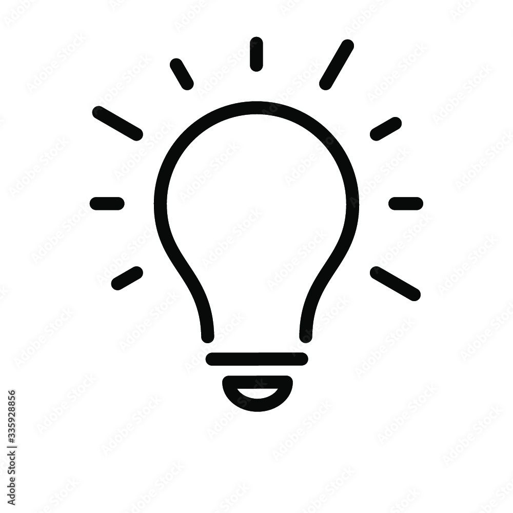 Light bulb line icon on white background. Idea solution thinking concept. Light bulb line icon on white background. Idea solution thinking concept.