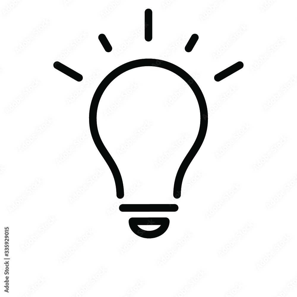 Light bulb line icon on white background. Idea solution thinking concept. Light bulb line icon on white background. Idea solution thinking concept.