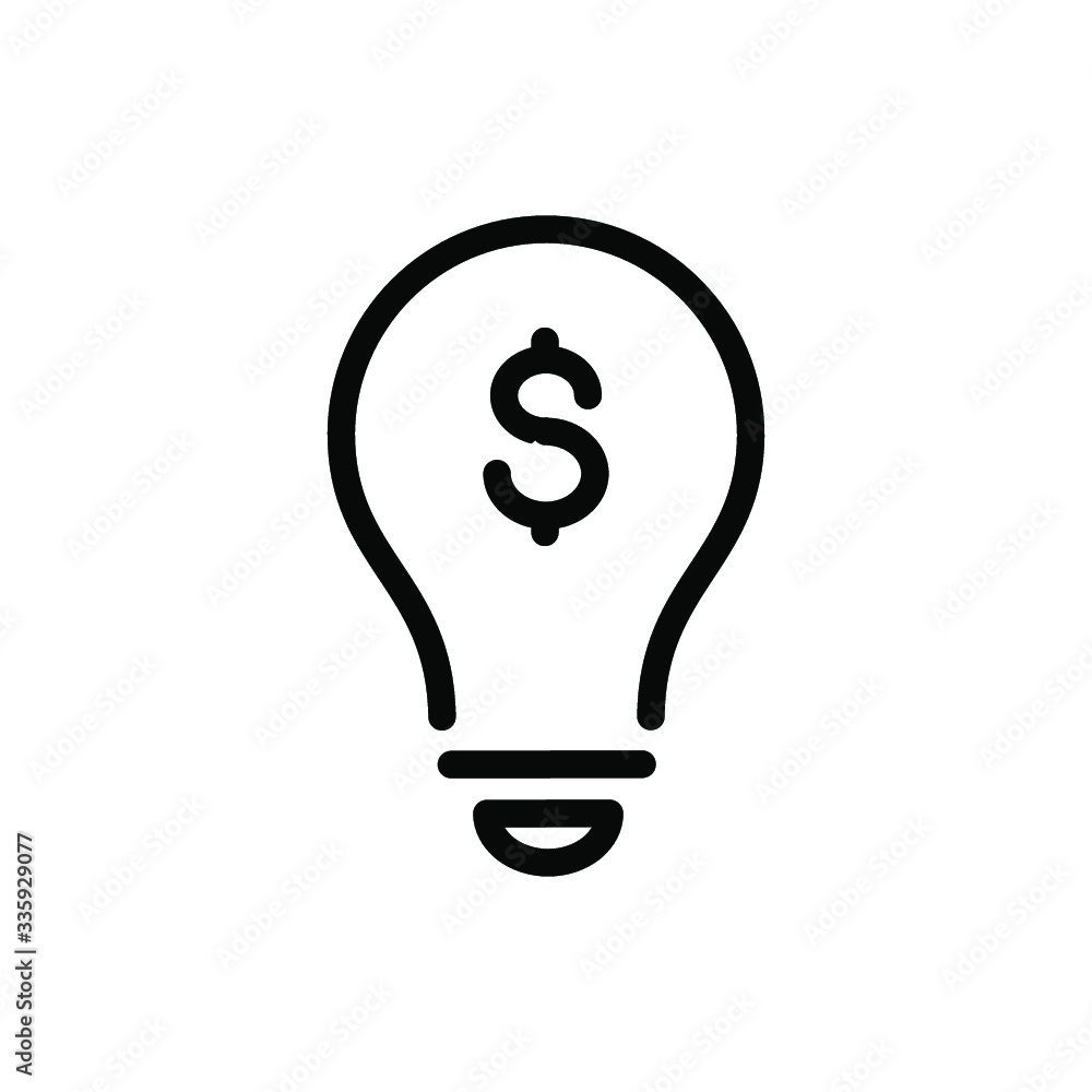 Light bulb with dollar sign. Linear icon Light bulb with dollar sign. Linear icon