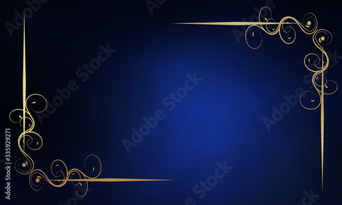 Royal blue background with luxery golden ornaments photo
