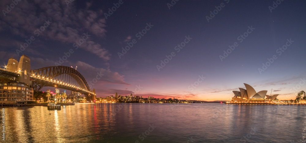 sydney harbour panorama at dawn