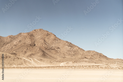 desert mountain on dry lakebed