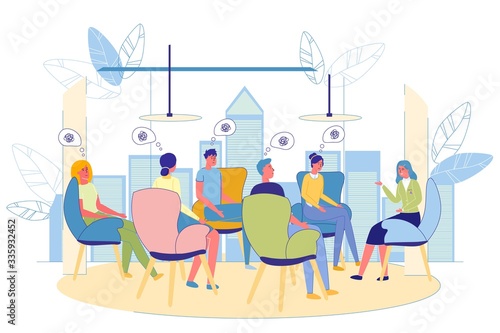 Conducting Group Psychotherapy in Modern Building.