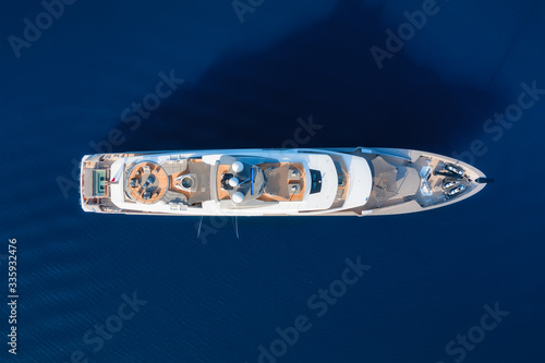 Croatia. Aerial view at the cruise ship from drone. Adventure and travel. Landscape with cruise liner on Adriatic sea. Luxury cruise. Travel - image