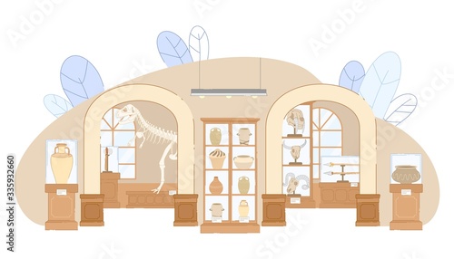 Museum with Extinct Animal Skull Ancient Pottery