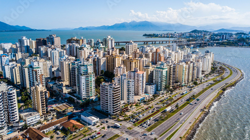 Aerial view of Beira Mar avenue - Florianopolis city center - Brazil photo