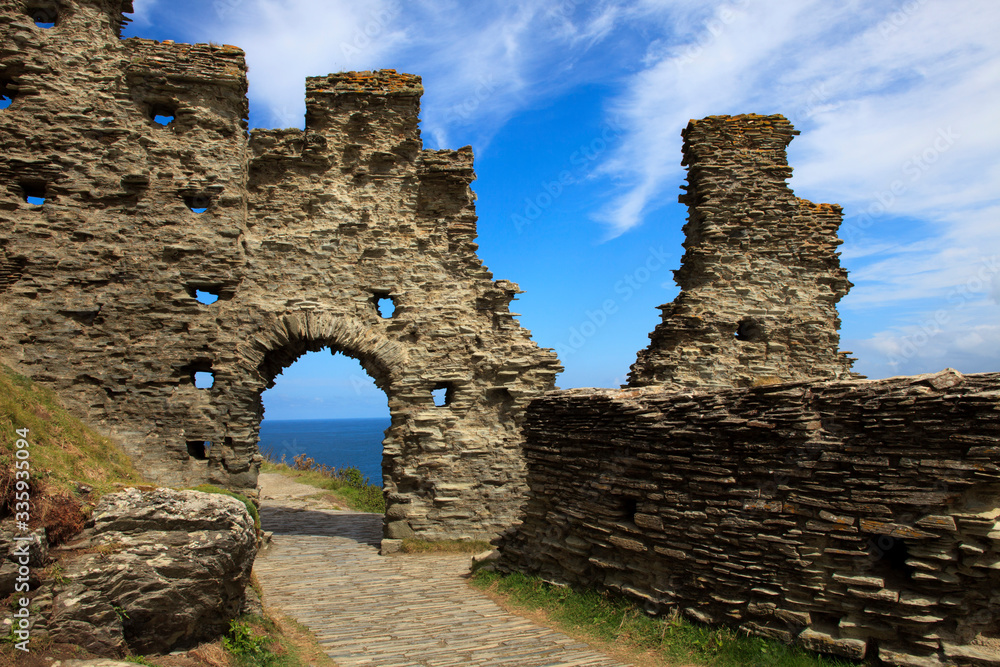 Tintagel (England), UK - August 10, 2015: Tintagel ruins, Cornwall, United Kingdom.