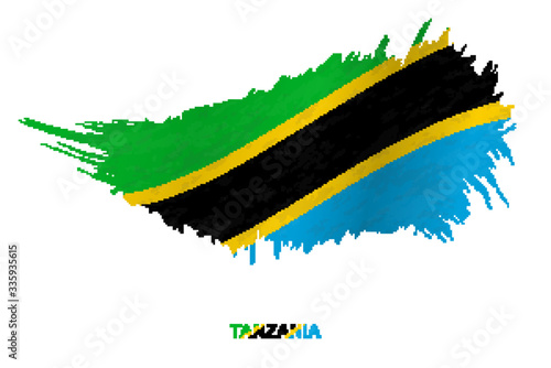 Flag of Tanzania in grunge style with waving effect.