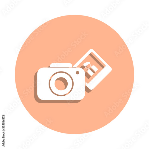 Camera and photo badge icon. Simple glyph, flat vector of art and painting icons for ui and ux, website or mobile application