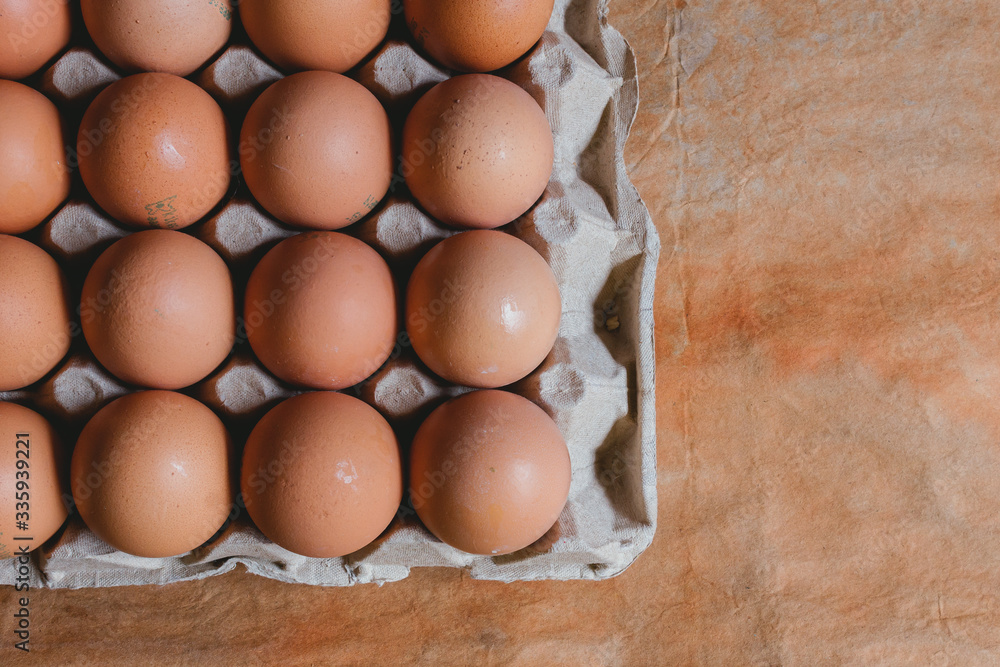 Eggs in carton box on rustic background, bogota colombia, april 4, 2020 Eggs in carton box on rustic background, bogota colombia, april 4, 2020