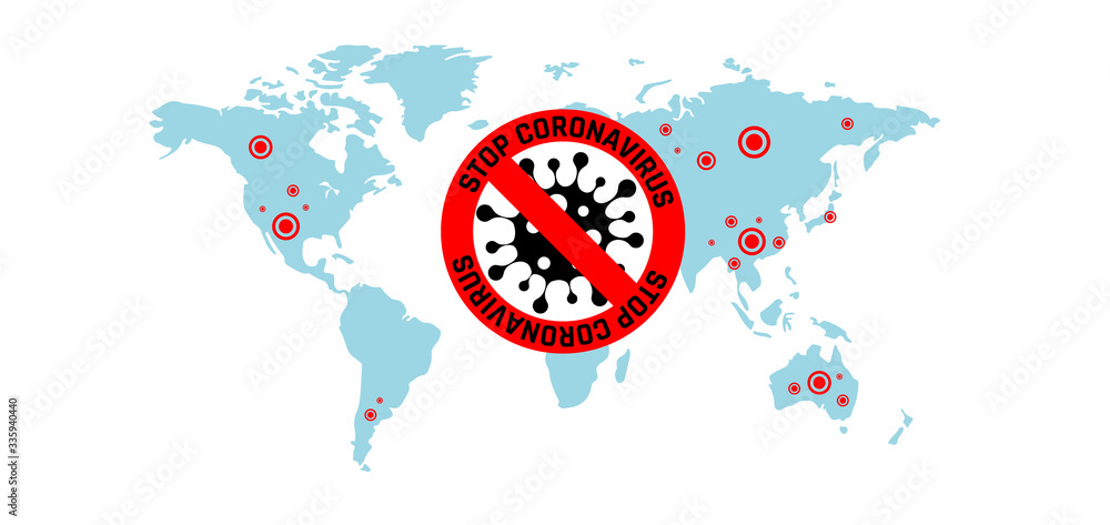 Coronavirus 2019-nC0V Outbreak. Travel Alert concept. The virus attacks the respiratory tract, pandemic medical health risk.