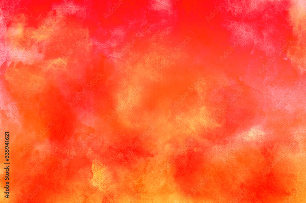 Red and Yellow grunge background with watercolor brush strokes