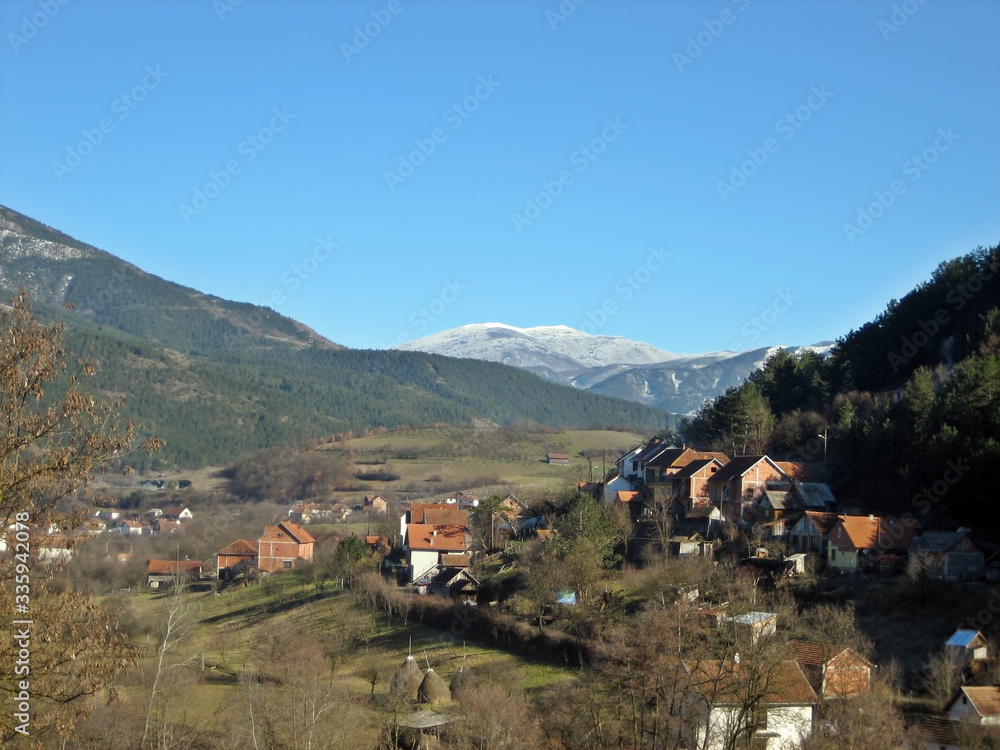 old village in the mountains. return to the village and nature 