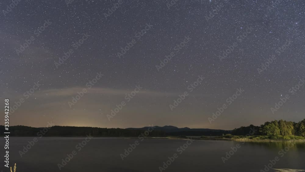Time lapse of milky way and cloudy at raining season in dam Time lapse of milky way and cloudy at raining season in dam