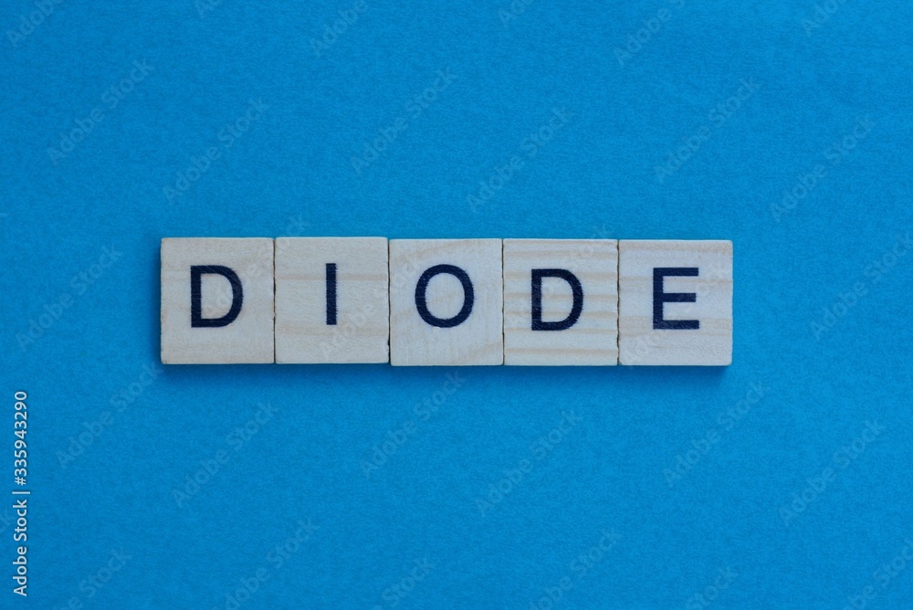 word diode made from gray letters lies on a blue background word diode made from gray letters lies on a blue background