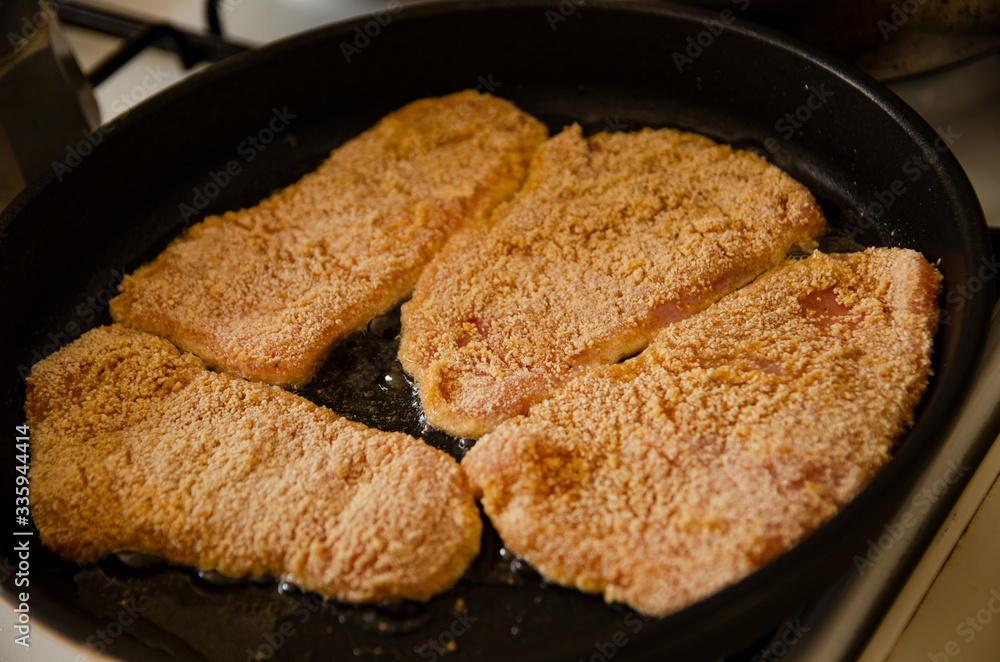 fried chicken in a coating in a pan fried chicken in a coating in a pan