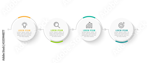 Minimal Business Infographics template. Timeline with 4 steps, options and marketing icons .Vector linear infographic with four conected elements. Can be use for presentation.
