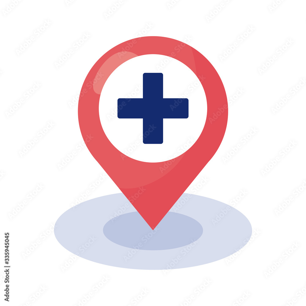 medical cross symbol in pin location detaild style medical cross symbol in pin location detaild style
