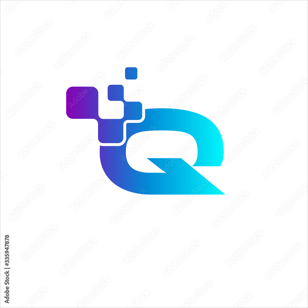 Vector Letter Q logo design concept, Technology and digital abstract dot connection cross. vector illustration Vector Letter Q logo design concept, Technology and digital abstract dot connection cross. vector illustration