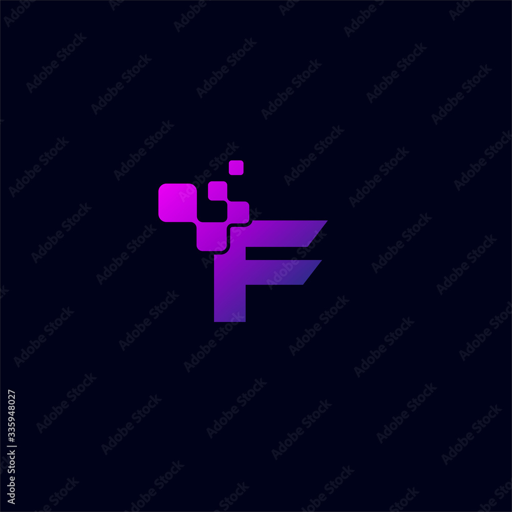 Vector Letter F logo design concept, Technology and digital abstract dot connection cross. vector illustration Vector Letter F logo design concept, Technology and digital abstract dot connection cross. vector illustration