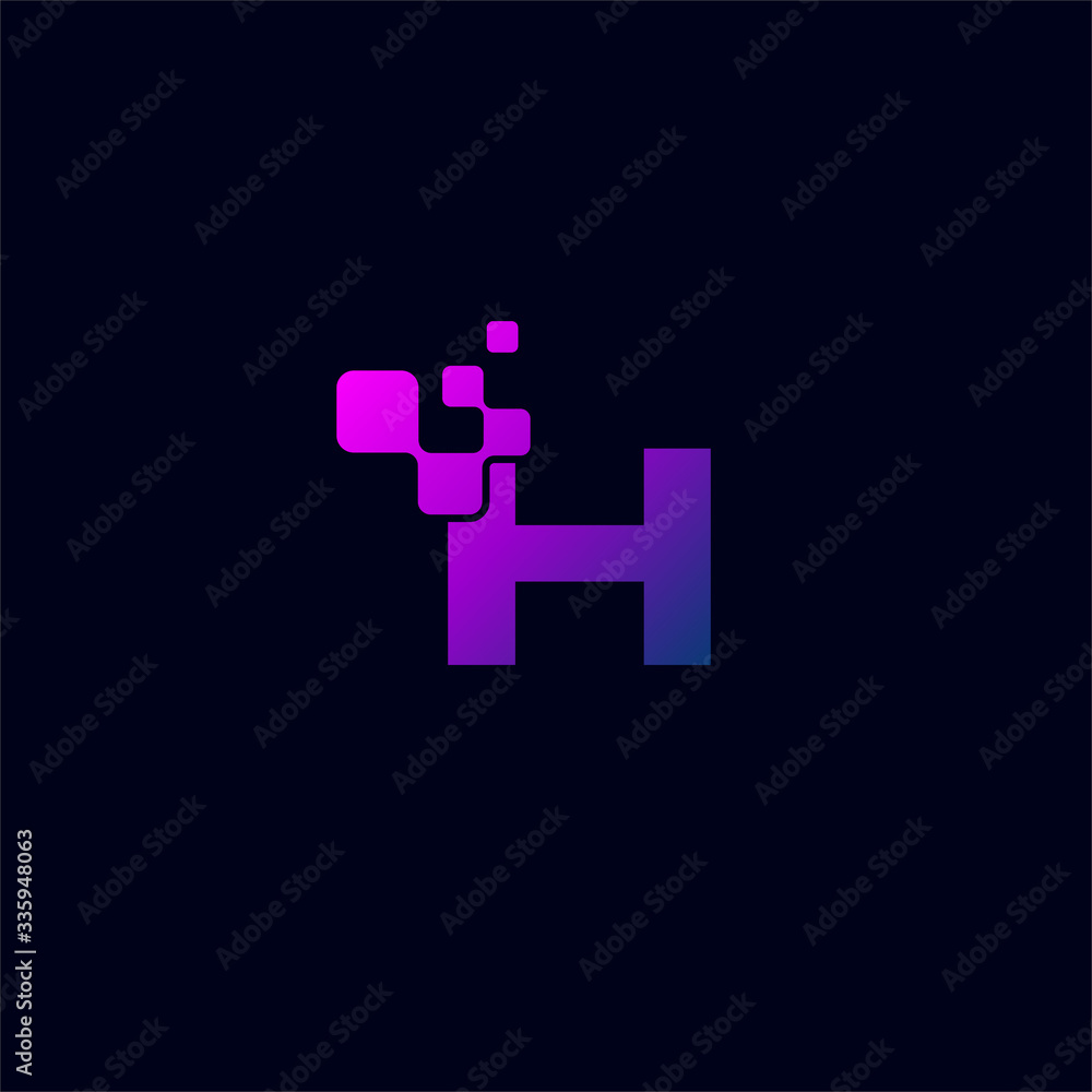Vector Letter H logo design concept, Technology and digital abstract dot connection cross. vector illustration Vector Letter H logo design concept, Technology and digital abstract dot connection cross. vector illustration