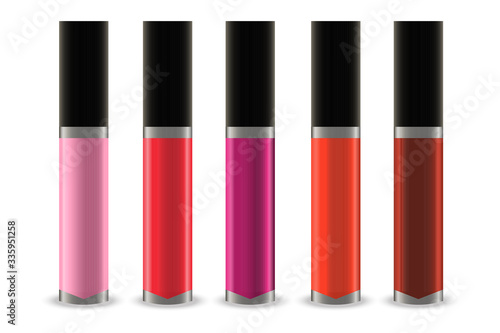 Set of lip gloss in different colors.