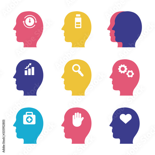 bundle of profiles mental health silhouette style icon