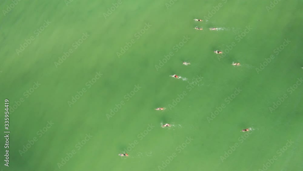 Swimmers in the ocean view from above Swimmers in the ocean view from above