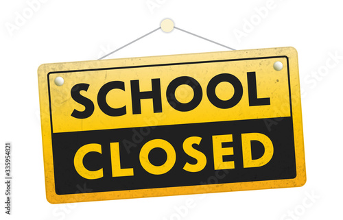 School Closed hanging sign isolated on a white background. Retro designed sign for a restaurant or a pub. Vector illustration.