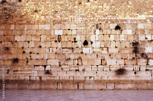 The Western Wailing Wall Kotel empty in Jerusalem old city Israel photo
