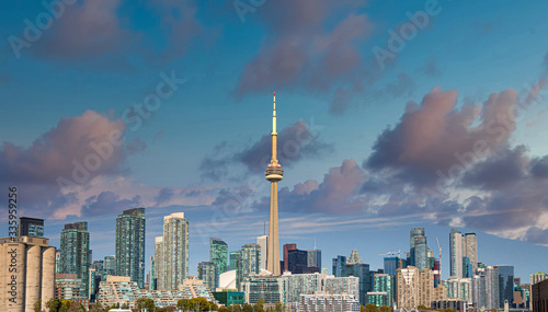Photography Scenic Toronto financial district skyline view from Ontario Lake