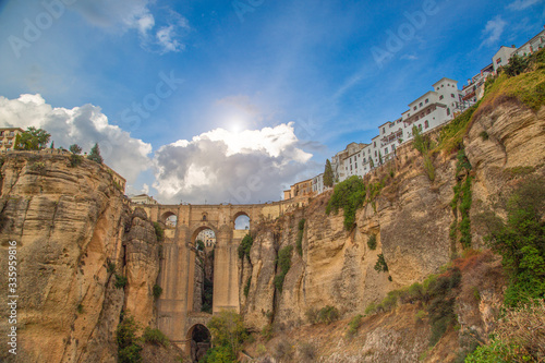 Ronda, Spain, Scenic view of a Puente Nuevo Arch and Puente Nuevo Bridge
