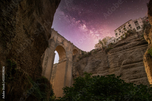 Ronda, Spain, Scenic view of a Puente Nuevo Arch and Puente Nuevo Bridge