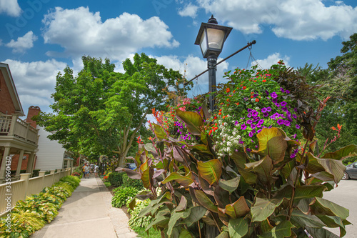 Niagara on the Lake, Ontario, Canada-15 August, 2019: Niagara On the Lake streets and restaurants during a busy tourist season at summer photo