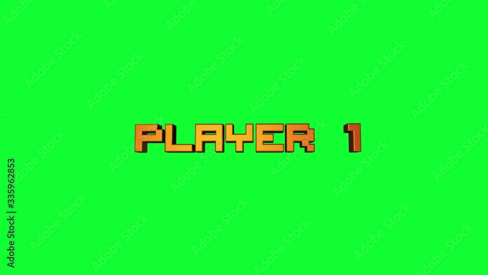 Player one 3D text animation with green key background Player one 3D text animation with green key background