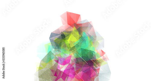 Polygon grunge colorful triangle shape on white background