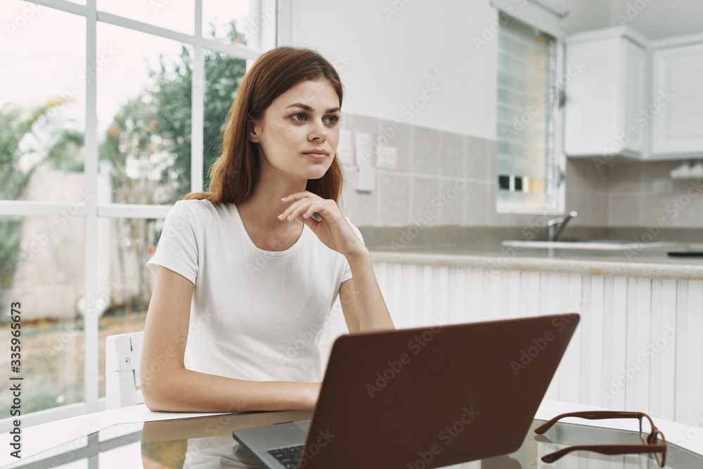 young businesswoman working on laptop