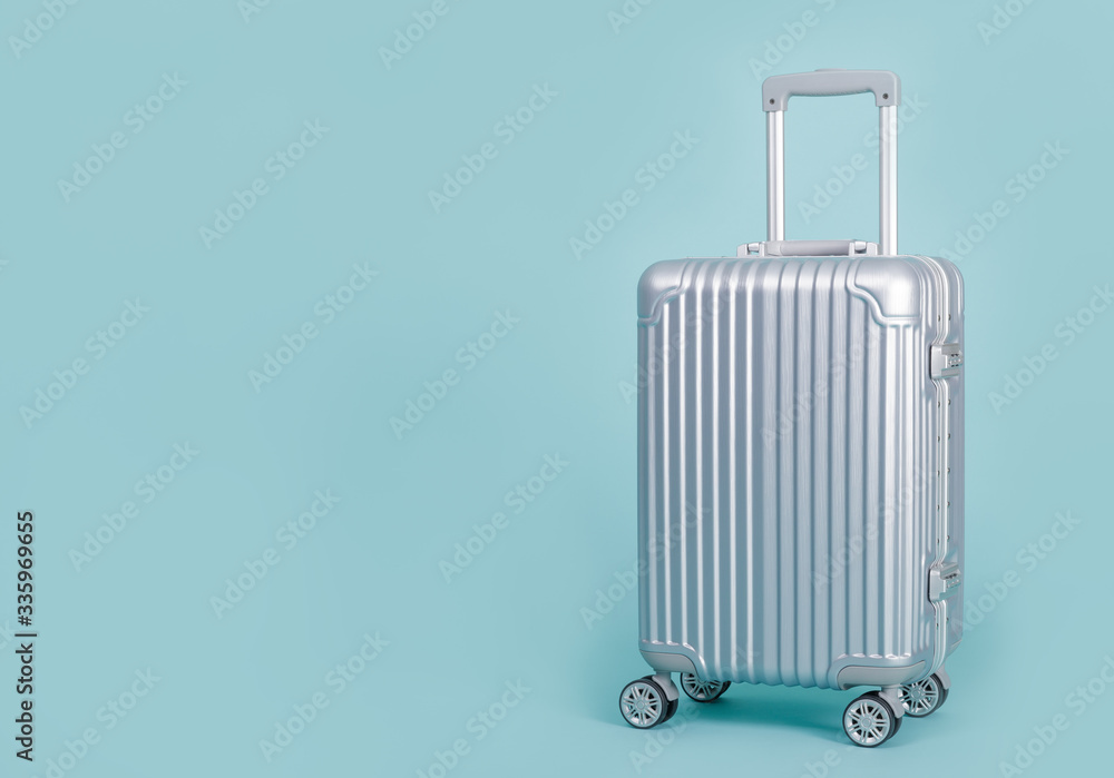 Travel Baggage isolated on blue background with copy space, Travel concept background Travel Baggage isolated on blue background with copy space, Travel concept background