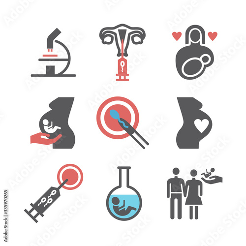 Artificial insemination icons set. Vector signs for web graphics