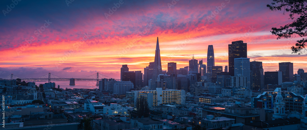 Obraz premium San Francisco Skyline at Sunrise