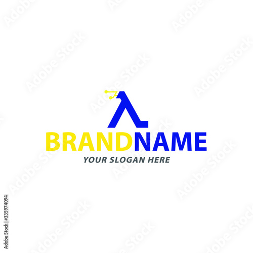 Принти на полотні creative lambda techno icon logo design, vector