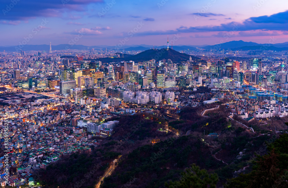 Sunset of Seoul City Skyline,South Korea.