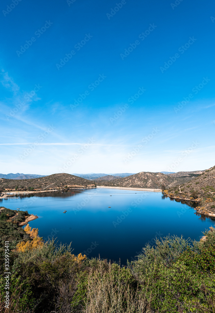 Landscape lake with mountain and clear bluesky.
