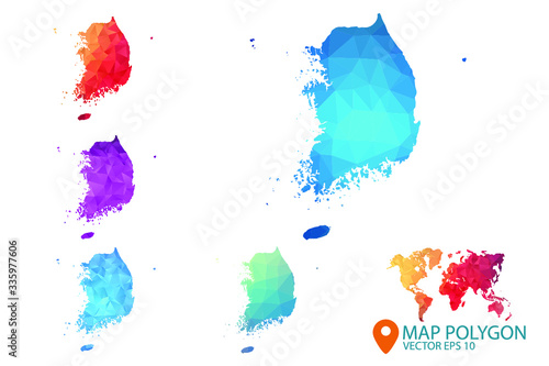 South Korea Map - Set of geometric rumpled triangular low poly style gradient graphic background , Map world polygonal design for your . Vector illustration eps 10.